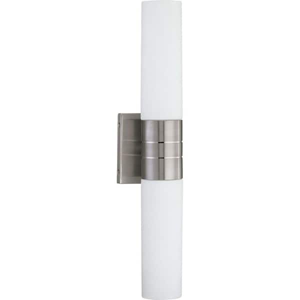 SATCO Link 2-Light Brushed Nickel Wall Sconce with White Glass Shade