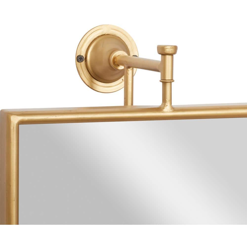 Rustic Gold & Wood Rectangular Wall Mirror 14" x 28"