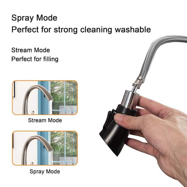 16 in. H Pull Out Sprayer Kitchen Faucet with 360° Spout Swivel in Brushed Nickel Stainless Steel