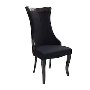 Modern Dining Chair Velvet Black Upholstered in Velvet Accent Kitchen Chair with Rubberwood Legs Novara Series