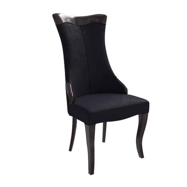 Leisuremod Modern Dining Chair Velvet Black Upholstered in Velvet Accent Kitchen Chair with Rubberwood Legs Novara Series
