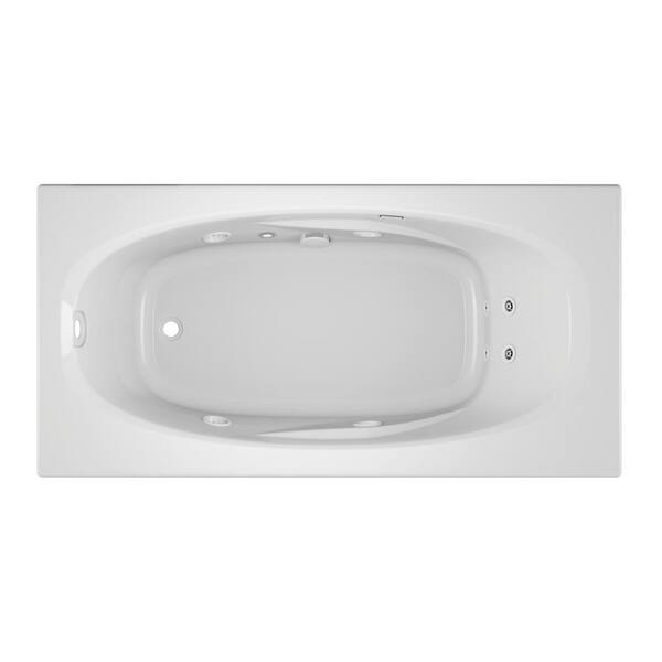 JACUZZI AMIGA 72 in. x 36 in. Acrylic Left-Hand Drain Rectangular Drop-In Whirlpool Bathtub with Heater in White