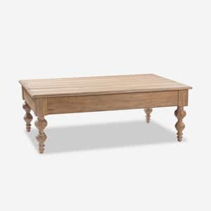 Emma 59.3 in. Natural Lift Top 4 Legs Coffee Table with Storage Shelf and Solid Rubber Wood Legs