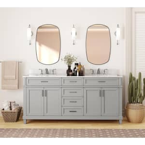 Talmore 60 in. W x 22 in. D x 35 in. H Freestanding Bath Vanity in Gray with White Cultured Marble Top