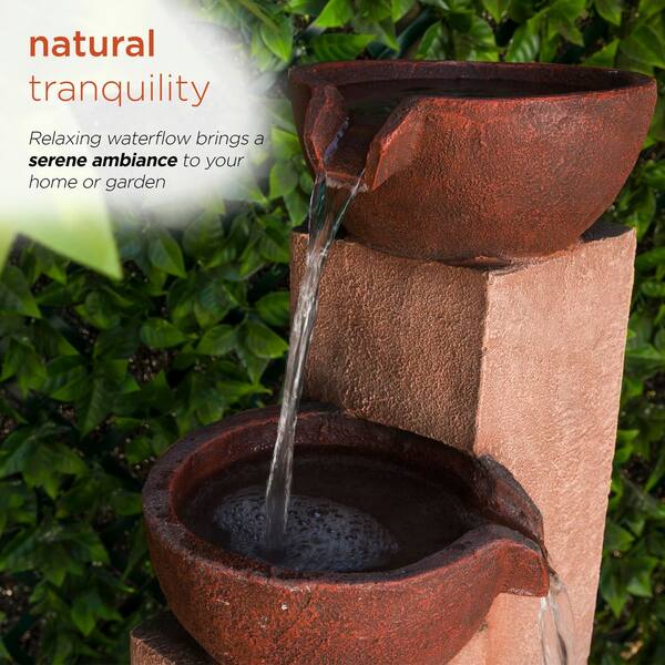 Alpine Corporation 35 in. Tall Outdoor Layered 3-Tiered Pots
