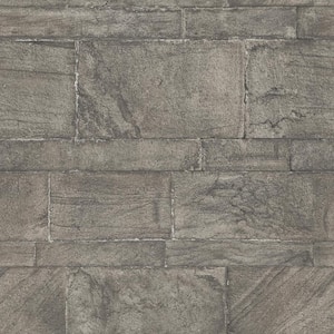 Murray Dark Grey Stone Wall Paper Strippable Roll (Covers 56.4 sq. ft.)