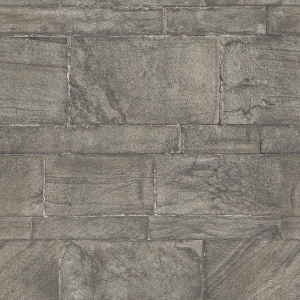A-Street Prints Murray Dark Grey Stone Wall Paper Strippable Roll (Covers 56.4 sq. ft.)