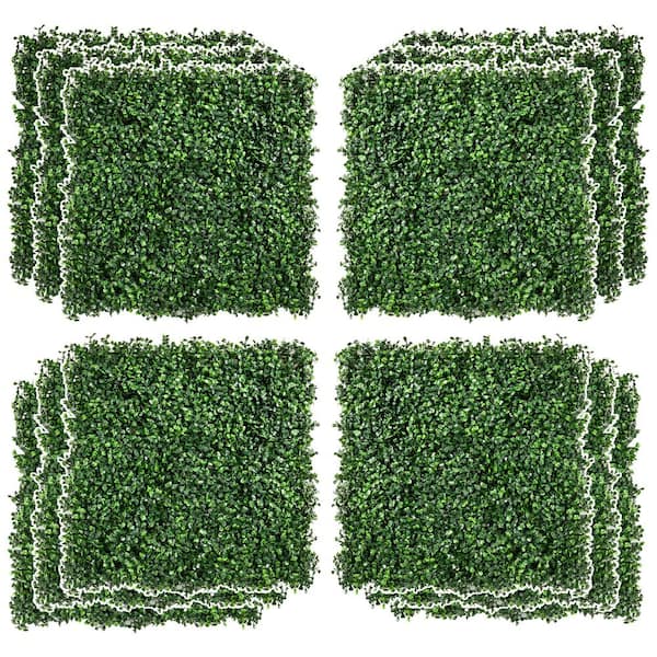 12 PCS 20 ft. x 20 ft. Boxwood Panels Topiary Wall Green Artificial Grass Not Cut to Length