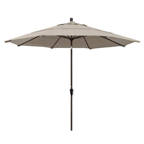 California Umbrella 11 ft. Bronze Aluminum Market Auto Tilt Patio ...