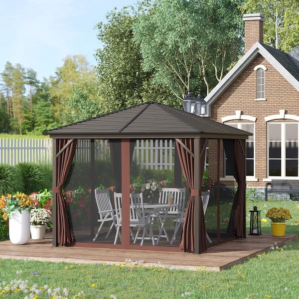 Outsunny 10 ft. x 10 ft. Outdoor Hardtop Patio Gazebo Steel