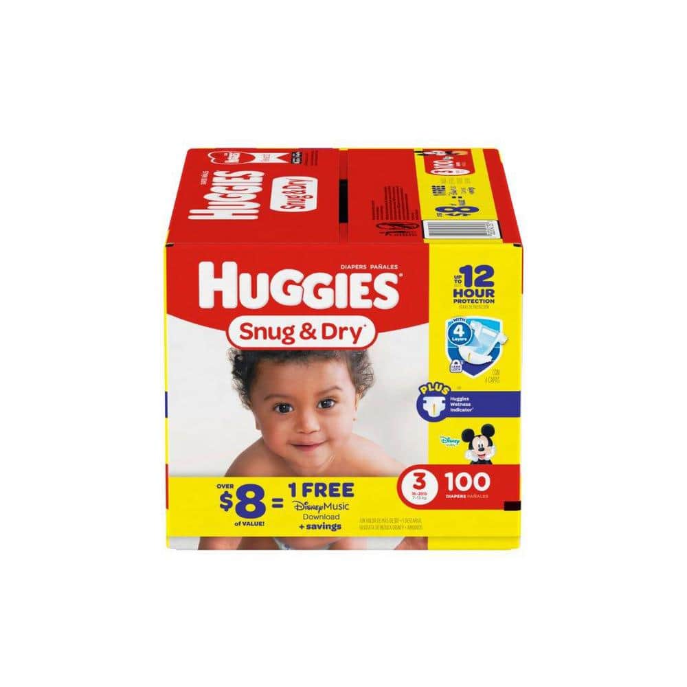 Huggies Snug and Dry Diapers Size 3 Big (100-Count) 43130 - The Home Depot