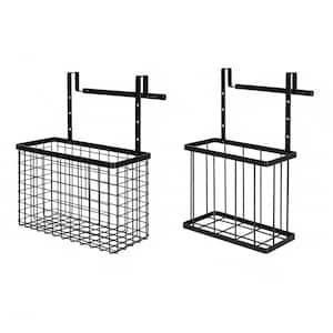 2-Pack Black Over The Cabinet Door Pantry Organizer with Towel Bars, Kitchen Cabinet Door Organizer