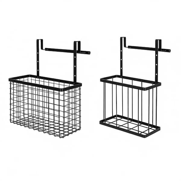 2-Pack Black Over The Cabinet Door Pantry Organizer with Towel Bars, Kitchen Cabinet Door Organizer
