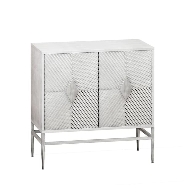 COWLOWN 31.5 in. W x 15.75 in. D x 31.89 in. H White Washed Linen Cabinet with Metal Leg Featuring Two-tier Storage