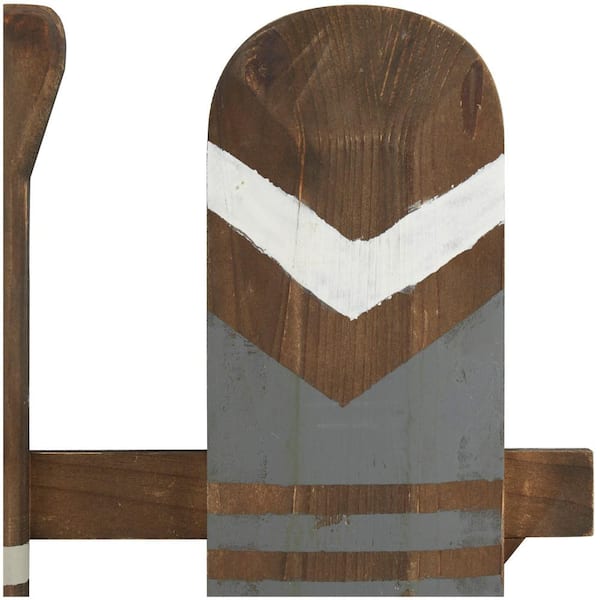 Litton Lane Wood Light Gray Arrow and Stripe Patterned Paddle Wall