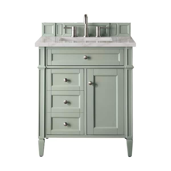 James Martin Vanities Brittany 30.0 in. W x 23.5 in. D x 34.0 in. H Bathroom Vanity in Sage Green with Victorian Silver Silestone Quartz Top