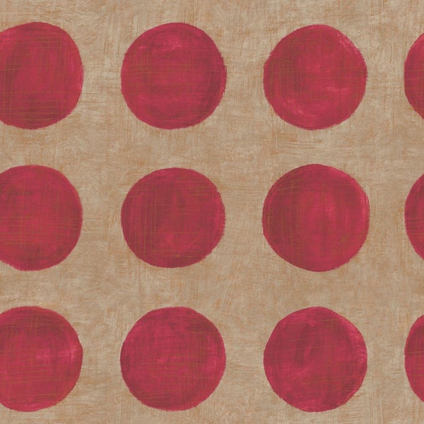 The Wallpaper Company 56 sq. ft. Red Large Textured Red Polka Dot Wallpaper