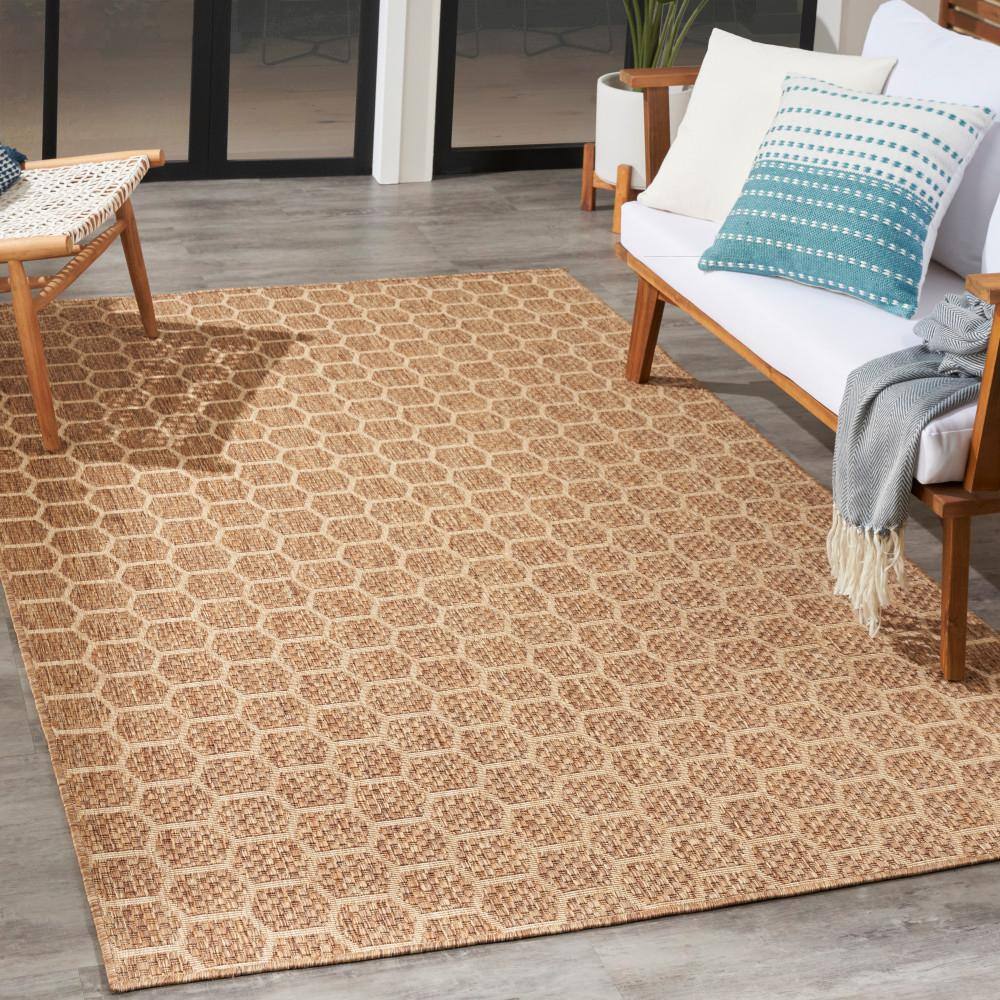 Natural Brown Geometric Flat Woven Reversible 5' x 7' Area Rug