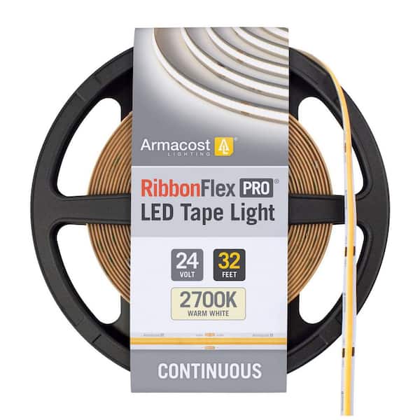 Gepensioneerd Scheur Gedachte Armacost Lighting RibbonFlex Pro 24-Volt White COB LED Strip Light Tape  2700K 32 ft. (10m) 137250 - The Home Depot