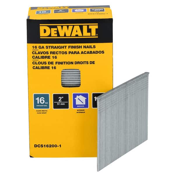 DEWALT 16 Gauge 2-Inch Finish Nails – 2,500-Pack, Hot-Dip Galvanized Carbon Steel, Rust-Resistant, Ideal For Trim & Finish Work