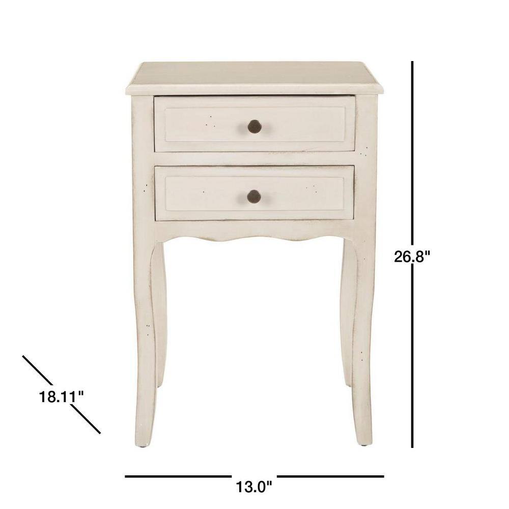 Beige Transitional Solid Poplar Rectangular End Table with Storage