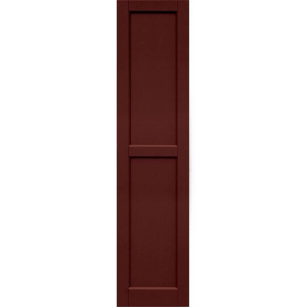 Winworks Wood Composite 15 in. x 64 in. Contemporary Flat Panel Shutters Pair #650 Board and Batten Red