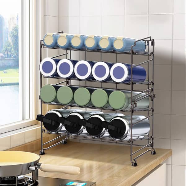 Adjustable Water Bottle Organizer,2-Tier Extended Wall-Mounted