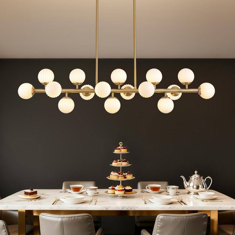 48 in. Modern 16-Light Gold Linear Chandelier for Kitchen, Living Room, and Dining Room (Bulbs Not Included) price history on PriceWatchPro