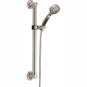 Traditional Decorative ADA 9-Spray Patterns 1.75 GPM 3.75 in. Wall Mount Handheld Shower Head in Stainless