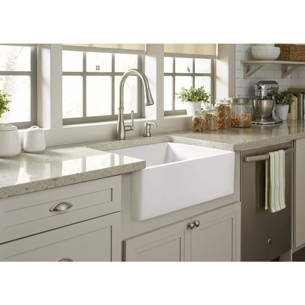 SINKOLOGY Bradstreet II 24 In Farmhouse Apron Front Undermount Single   Crisp White Sinkology Farmhouse Kitchen Sinks Sk494 24fc 64 1000 