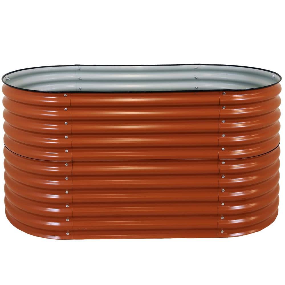 Large Brown Galvalume Steel Raised Garden Bed with Rubber Edge Trim