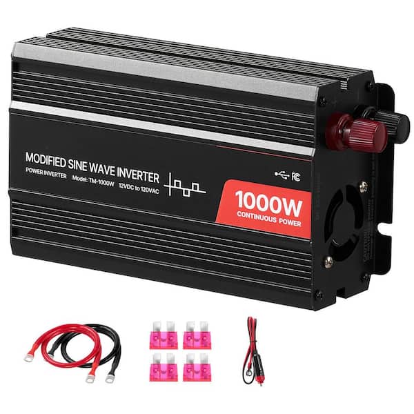 1000W Power Inverter, 12V DC to 120V AC Modified Sine Wave Inverter, Car Charger Converter with USB and Type-C Port