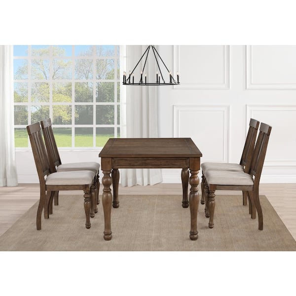 Steve Silver Joanna 5-Piece Brown Wood Dining Set with 4-Cushioned Chairs