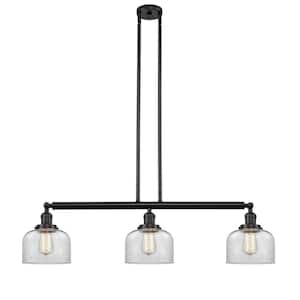 Bell 3-Light Oil Rubbed Bronze Shaded Pendant Light with Clear Glass Shade