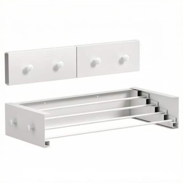 White 4H x 23.6W x 11.8D in. Aluminum Wall Mounted Clothes Drying Rack