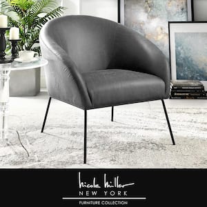 Darrell Light Grey/Black PU Leather Accent Chair with Armless