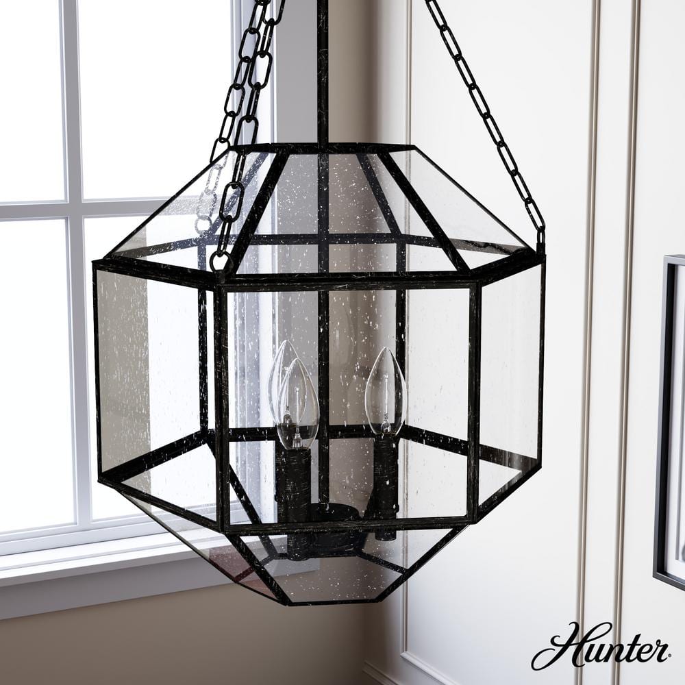 Hunter Indria 3-Light Rustic Iron Island Pendant Light with Hunter Indria 3-Light Rustic Iron Island Pendant Light with