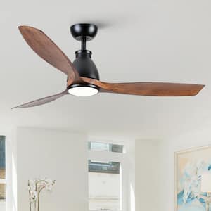 Charlotte 52 in. Indoor Black Distressed Wood Farmhouse Ceiling Fan with Integrated LED and Remote Control
