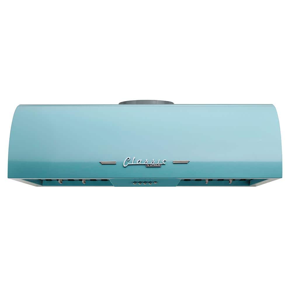 Unique Appliances Classic Retro 36 in. 700 CFM Ducted Under Cabinet Range Hood with LED Lighting in Ocean Mist Turquoise