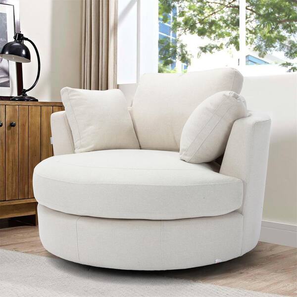 beige swivel accent chair