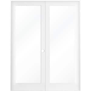 60 in. x 96 in. Craftsman Shaker 1-Lite Clear Glass Left Handed MDF Solid Core Double Prehung French Door