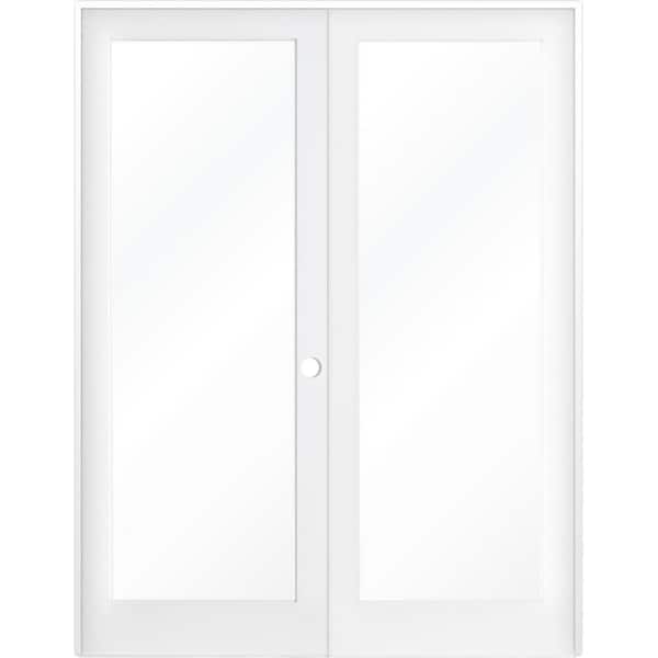 Krosswood Doors 64 in. x 96 in. Craftsman Shaker 1-Lite Clear Glass Left Handed MDF Solid Core Double Prehung French Door