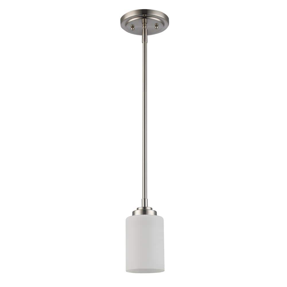 Brushed Nickel Mini Pendant with Frosted Glass Shade