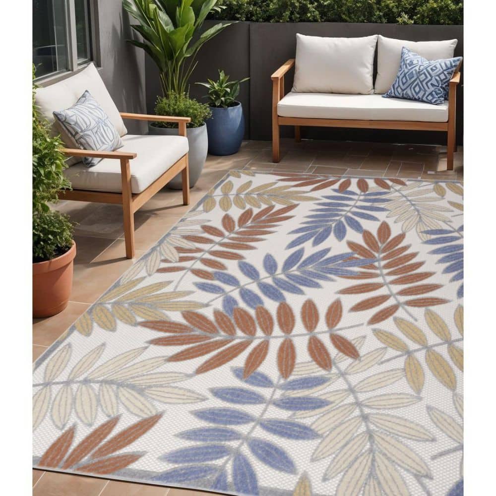 Blue 5 ft. x  7 ft. Woven Abstract Polyester Runner Indoor/Outdoor Area Rug price history on PriceWatchPro