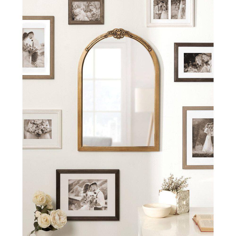Astrid Gold Arched Ornate Bathroom Vanity Mirror