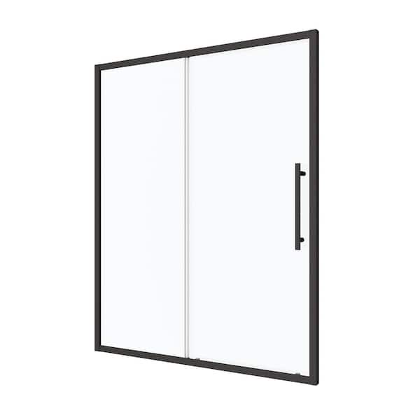 56-60 in. W x 72 in. H Sliding Framed Shower Door in Matte Black with 1/4 in. Tempered Glass