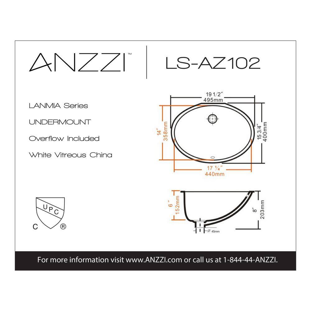 White Ceramic Undermount Bathroom Sink with Overflow