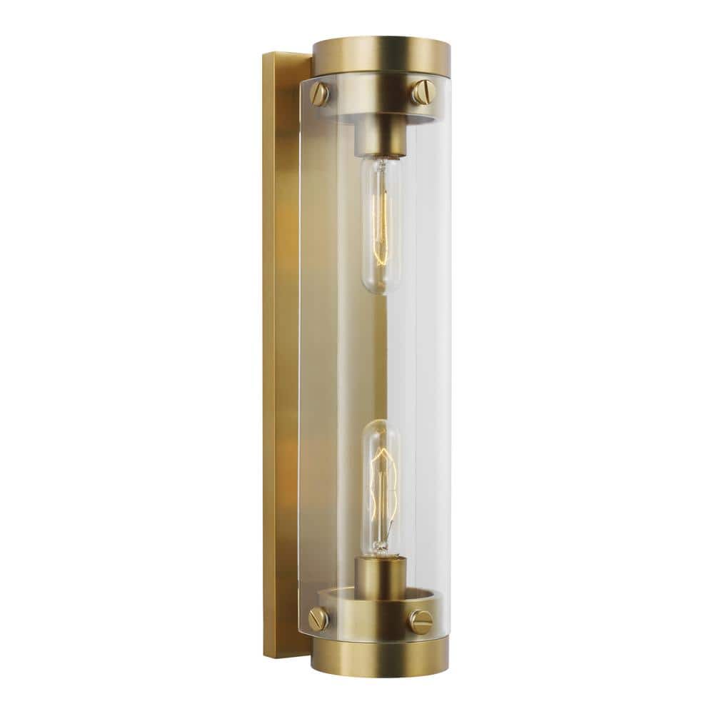Garrett 4 in. 2-Light Burnished Brass Linear Vanity Light Wall Sconce price history on PriceWatchPro