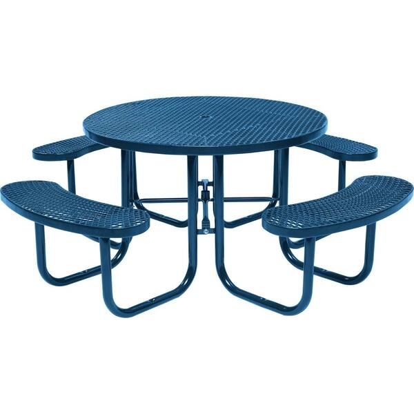 Tradewinds Park 46 in. Blue Commercial Round Picnic Table