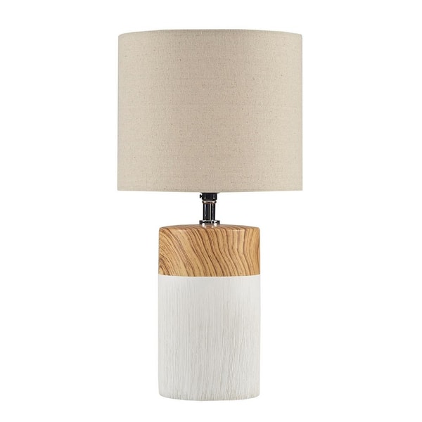 bessten 17 in. White Ceramic Table Lamp with Drum Shade